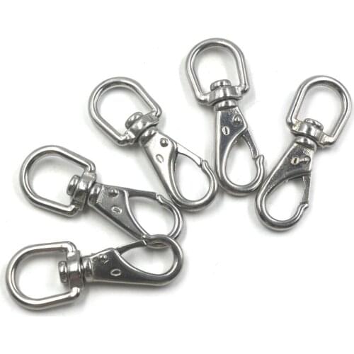 5 Pieces Silver 304 Stainless Steel Boat Marine Pet Chains Keychains Swivel Eye Spring Hardware Snap Hook M4