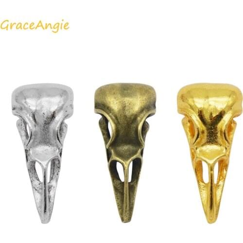 6Pcs Bird Beak Charms Antique Silver Color Raven Skull Bird Head Jewelry Raven Skull Charms Alloy Animals Bird Pendant 31*14mm