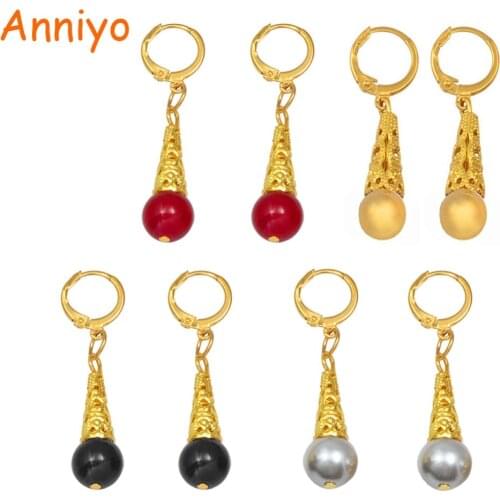 Anniyo (ONE Pair)Simulated-Pearl Earrings for Women Girl Marshall Jewelry Micronesia Earring Guam Hawaii Jewellery #192006