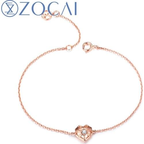 ZOCAI New Arrival The Honeycomb Series Real 0.04 CT Diamond Bracelet 18K Rose Gold JBS90209T