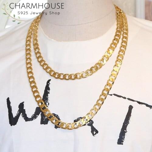 Gold GP Necklaces For Man Stainless Steel 4/6/8/10mm Thick Chain Rapper Necklace Men Hip Hop Jewelry Accesories Choker 20-30inch