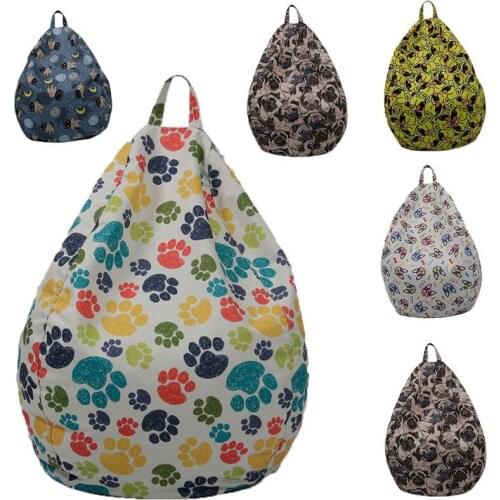 Sofa Cover Bean Bag Covers (No Filler) Ultra Soft Animal Dog Print Beanbag Chair Cover Stuffed Toys Dolls Storage Solution