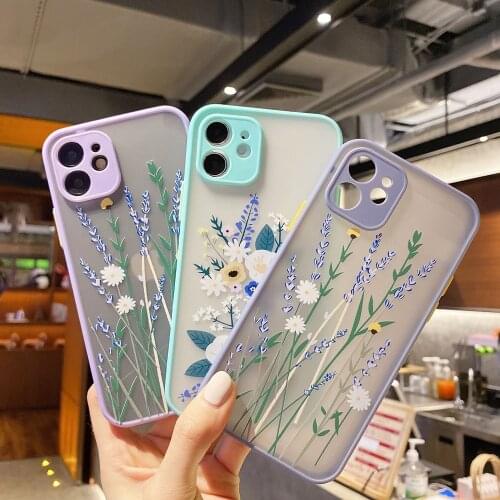 For iPhone 12 Pro Max 3D Relief Flower Case for iPhone 11 10 7 8 Plus X Xs Max Xr 12Mini SE 2020 Transparent PC TPU Hybrid Cover
