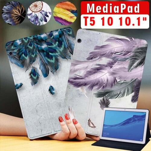Tablet Case for Huawei MediaPad T5 10 10.1 Inch PU Leather Stand Cover Case + Free Stylus