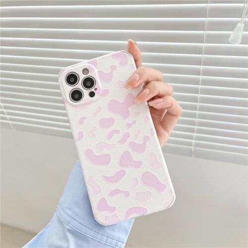 Retro sweet sister pink Leopard kawaii Japanese Phone Case For iPhone 11 12 Pro Max Xs Max XR Xs 7 8 Plus 7Plus case Cute Cover