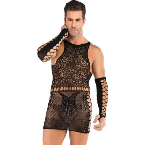 Erotic lingerie mens plus size hip skirt one piece net dress sex toys for men fidget toys sex toys for couples