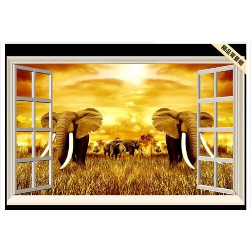 Customized 3d wallpaper 3d tv wall paper murals elephant hd 3 d TV setting wall scenery scenery mural wallpaper home decoration