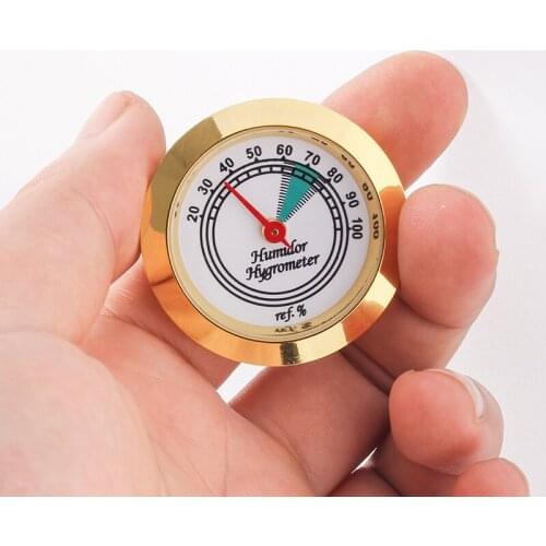 Quality Metal Importers Round Glass Analog Hygrometer for Cigar Humidor Gold For Cigar Case /Cigar Box/Tobacco 3pcs/lot