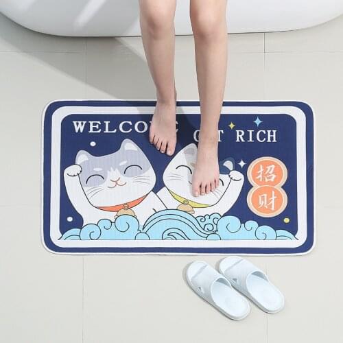 Creative Cartoon Animals Nordic Rug Non-Slip Absorbent Cute Rug Restroom Bathroom Foot Mat Entrance Door Rugs Flannel Material
