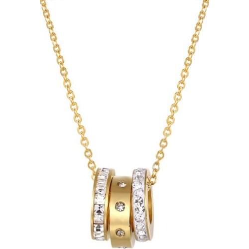 Small And Exquisite Three Zircon Circle Pendant Necklaces For Women High Quality Stainless Steel Love Necklace Birthday Gift