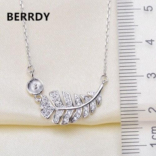 925 Sterling Silver Fashion Pearl Necklace Mounting, Leaf Necklace Settings Jewelry Parts Fittings Charm Accessories
