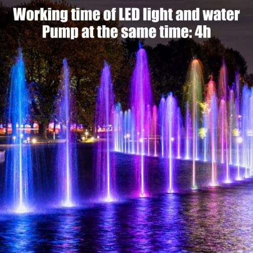 Solar Powered Fountain Water Pump Kit with 7 Nozzles LED Lights 900mAh Battery for Bird Bath Pond Pool Fish Tank Garden Decor