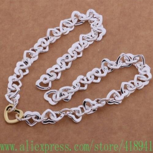 Silver Plated Necklace, Silver Plated fashion jewelry Heart of hearts /euqanlxa bvsakmza AN647