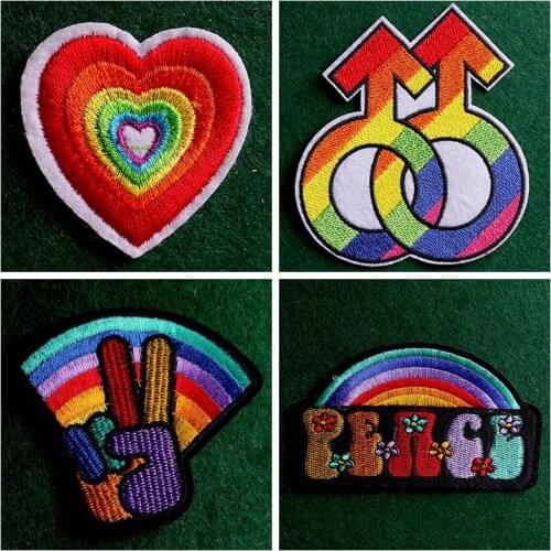 2PCs/Lot rainbow Iron Patches Gay Pride Patches For Clothing LGBT Embroidered Patches For Jackets Fabric Patch Stripes Accessory