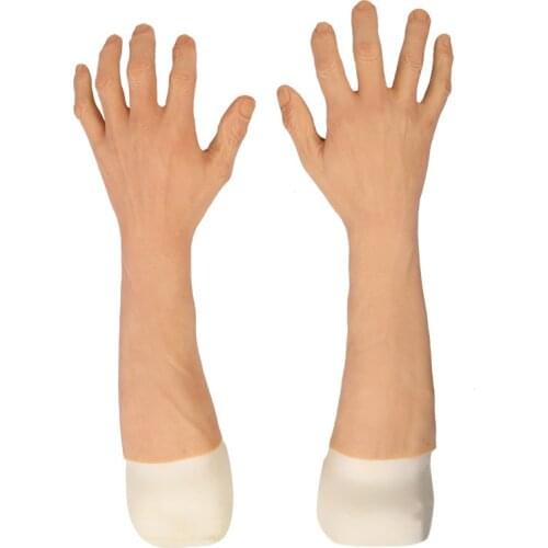 Hand Model Adult Artificial Hand Simulation Silicone Prosthesis Finger Flexible Lifelike Arm Adjustable Length Micro-Elastic