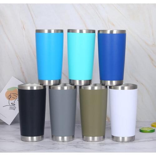 20oz Double Wall Stainless Steel Ice Beer Thermal Cup Vacuum Insulated Tumbler Cold Coffee Travel Mug With Lid