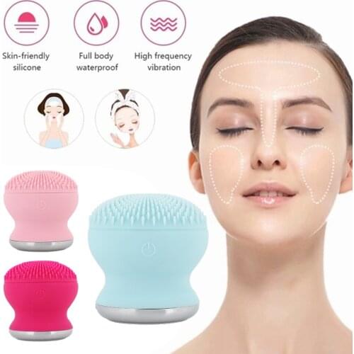 Ultrasonic Facial Cleansing Brush Electric Facial Massager Silicone Brush Waterproof Cleaner Vibration Deep Pore Cleaning
