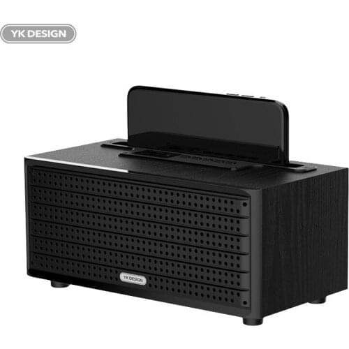 P5 bluetooth speaker retro wooden mobile phone stand desktop card FM smart bluetooth speaker