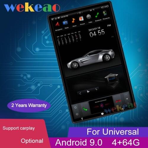 Wekeao 13.6" 1Din Android 9.0 Auto Radio Automotivo Electric Rotation For Universal Toyota Fiat Honda Nissan Hyundai VW Mazda 4G