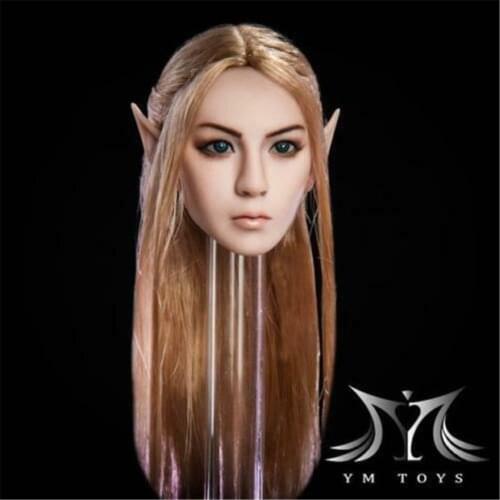 YMtoys 1/6 Blonde Hair Elf Girl Head Model W Detachable Ears YMT09A F Pale Body