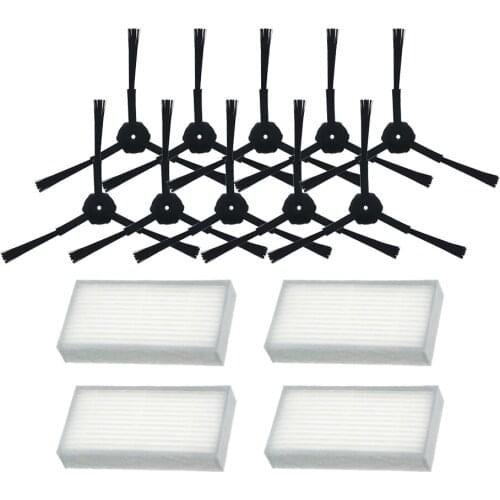 10pcs side brush+4pcs filter Hepa for Ariete Briciola 2711 2712 2713 2717 ROBOT HOFER Cleaner parts accessories