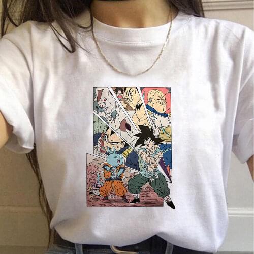 Dragon Ball Women T Shirt Anime Son Goku Casual Clothes Cartoons T-shirt Harajuku Kawaii Print Femme Vintage Street Maiden Tops