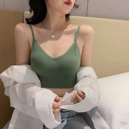 Women Seamless bra Sexy hollow out cross sling underwear u-back Removable Pads Intimates Bralette Camisole Tube Tops Lingerie