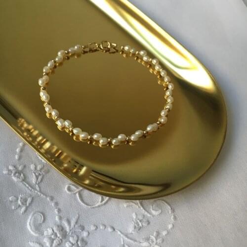 Lily Jewelry Genuine Natural Freshwater Pearl Bracelets Bangles 925 Sterling Silver Gold color For Women Nice Gift