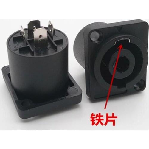10pcs Four-core professional mother seat Speaker professional plug square 4 core European socket four core seat iron