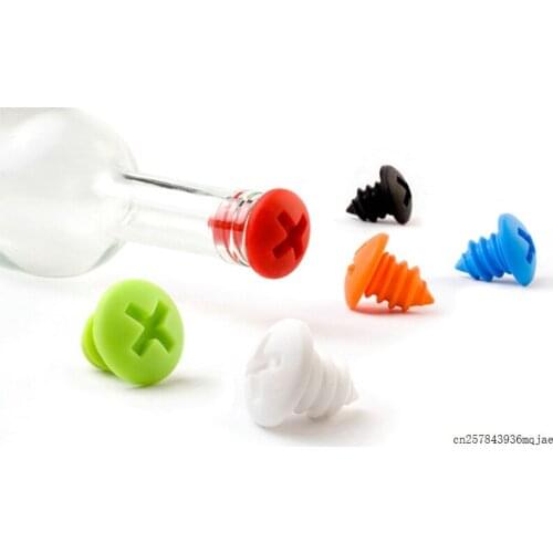 100pcs Silicone Wine Stopper Wine Cork Plug Screws Wine Bottle Stoppers Barware Bar Party Tools Funny Cute Toys Gadget Colorful