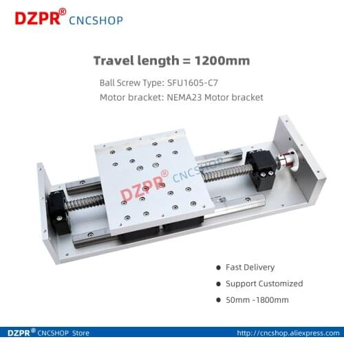 1200mm Precision CNC table Linear Modules effective stroke with linear rail HGR15 + HGH15CA + SFU1605 + Nema23 motor bracket