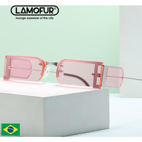2021 Fashion Rectangle Rimless Sunglasses Square Vintage Glasses Luxury Design Unisex Frame Unique Glasses UV400 Eyewear 5985