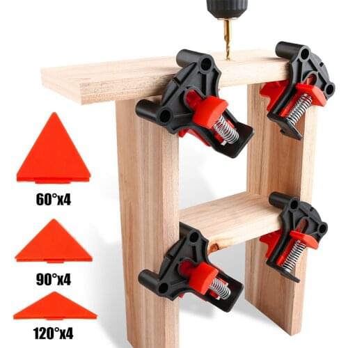 4Pcs Multi-functional Wood Clamps 60/90/120 Degrees DIY Woodworking Corner Clamp Clips Fixture Hand Tools for Drilling