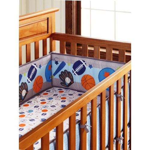 5pcs Cute Sport Baby Boy Nursery Crib Bedding Set With Bumper Sheet kit berco (4bumper+bed cover)