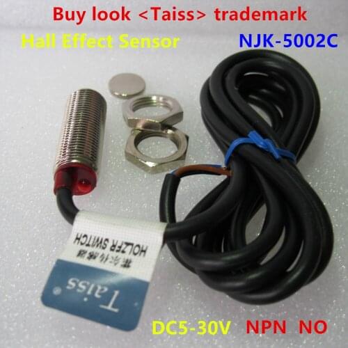 5PC NJK-5002C NPN NO 10mm Hall Effect Sensor DC5-30V Inductive Proximity Sensor Switch High Quality Induction magnetic Magne
