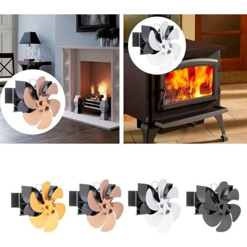 6-Blade Aluminum Alloy Heat Powered Gas Pellet Burning Silent Fireplace Warm Air Hanging Mounted Stove Fan for Wood/Log Burner