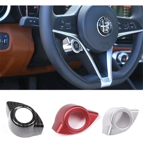 ABS Car Styling Auto Interior Start Engine Stop Switch Button Carbon Fiber Cover Frame Trim Sticker for Alfa Romeo Giulia 2017