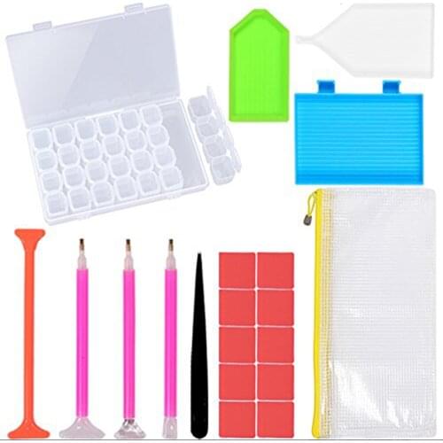 DIY Diamond painting accessories diamond painting kits diamond painting pen tweezer/glue/plastic tray/storage box 20-24pcs/set