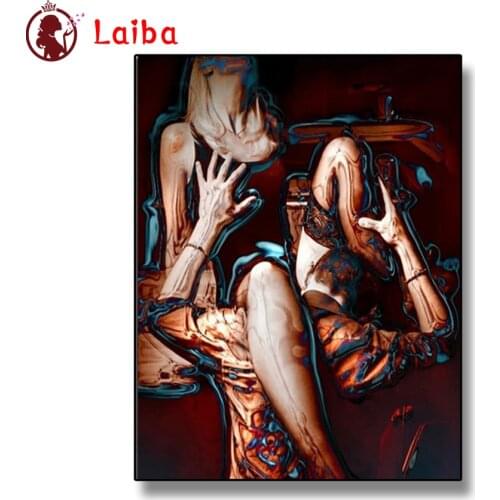 Diamond Embroidery Abstract art romantic couple love Full Square round Diamond Mosaic Art Painting Cross Stitch Wall Decor
