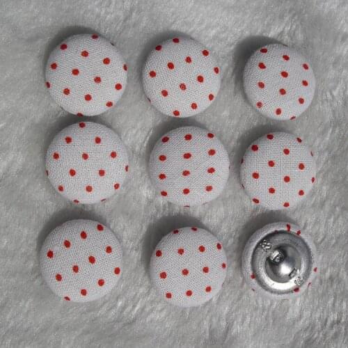 Free shipping 100pcs/lot 20mm 2cm diy polka dot print cloth handmade button cloth covered buttons component with shank E229