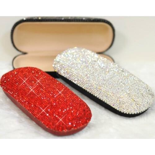 Glitter Glasses Case Inlaid with Rhinestones High Grade Sunglass Case Eyeglass Cases Strong Sunglasses Box Bling Desk Orgenizer