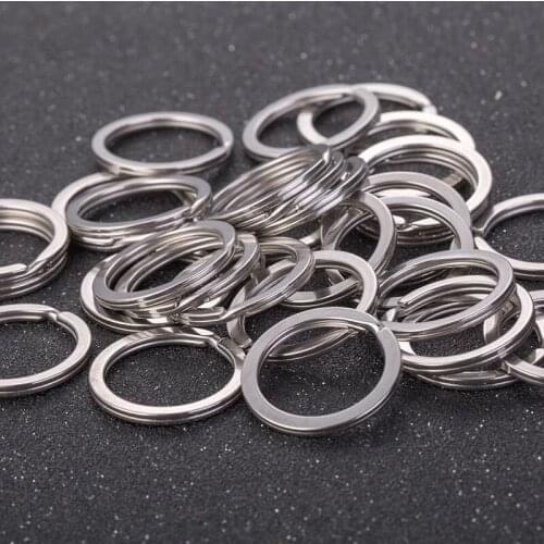 10pcs/lot Stainless Steel Key Ring Key for DIY Key Chain Making Supplier 25mm 30mm 32mm 35mm High Quality Nickel Flat Split Ring