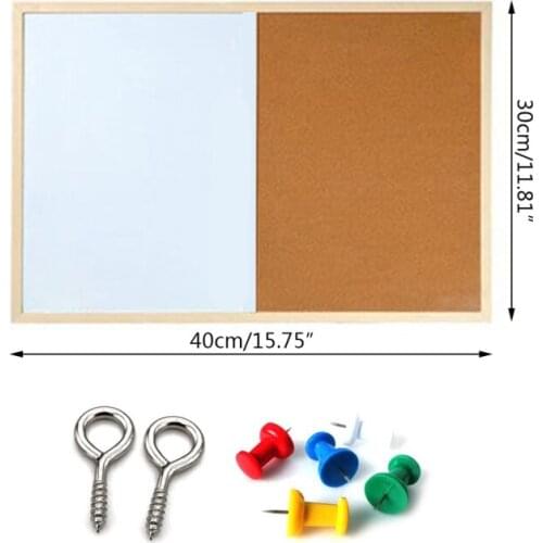 Message Cork Board Wood Frame Whiteboard Drawing Combination Magnetic Boards D5QC