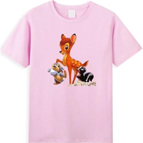 Kawaii Bambi Thumper Flower Printed T Shirt Male Summer Casual Vintage Men T-Shirt Simple Disney T Shirts 2021 Fashion Man Tops