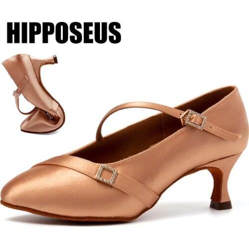 Hipposeus New Dancing Shoes Women Girls Latin Tango Ballroom Dance Shoes Soft Sandal Modern Salsa Party Dance Shoes Professional