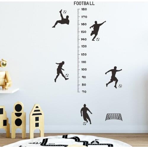 Football Height Measuring Wall Stickers for Kids Room Football Height Chart Ruler Wall Decalls Boys Bedroom Decorative Sticker