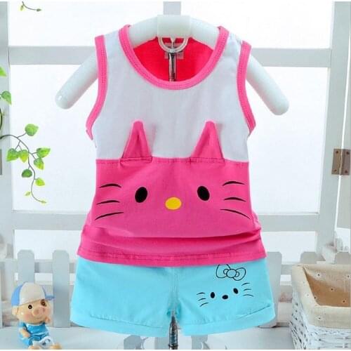 Girls boys Clothing Set 2017 Cartoon Summer Tank Vest Top + Shorts Kid baby girl Summer Sleeveless Set Children girl Clothes Set
