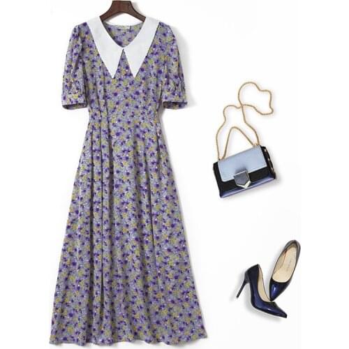 4XL 5XL 2020 summer women sweet elegant long chiffon plus size dress short sleeve a-line OL midi dresses JC118