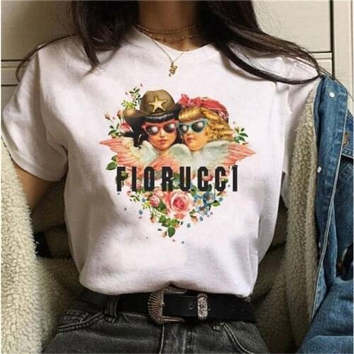 LINNA Angel Kawaii Harajuku T-shirt Lady Ullzang retro T-shirt Korean style T-shirt 90s Aesthetics Grunge funny T-shirt top