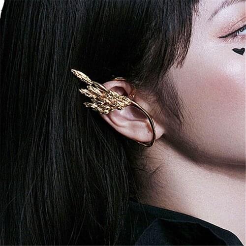 1PCS Real Gold Plated Small Clip Earrings For Women Unusual Fairy Wings Ear Cuffs Hip Hop Statement Designer Gold Color Earrings